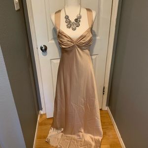 CK champagne floor length dress